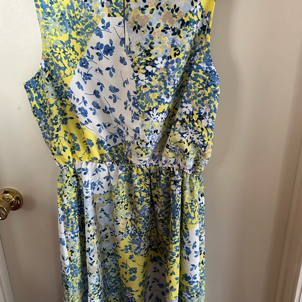Anne Klein blue and yellow midi dress